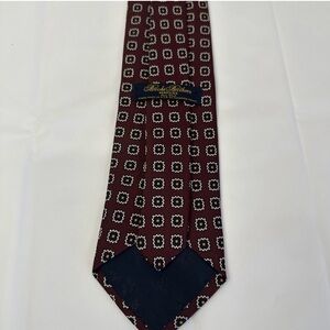 Brooks Brothers Makers Maroon Geometric Tie 60” Silk USA Handmade EUC Necktie